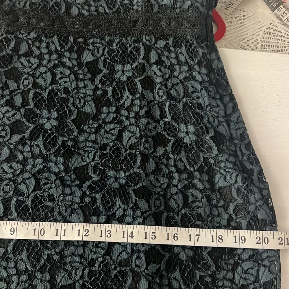 Zara lace dress midi bodycon navy blue sleeveless fitted black label  Sz. L - Picture 12 of 15